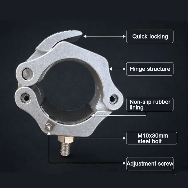 Newly Aluminum Alloy Quick-Lock Stage Truss Clamp – Tool-Free, Bolt-Secured, Quick-Assembly/Disassembly Round Tube Clamp