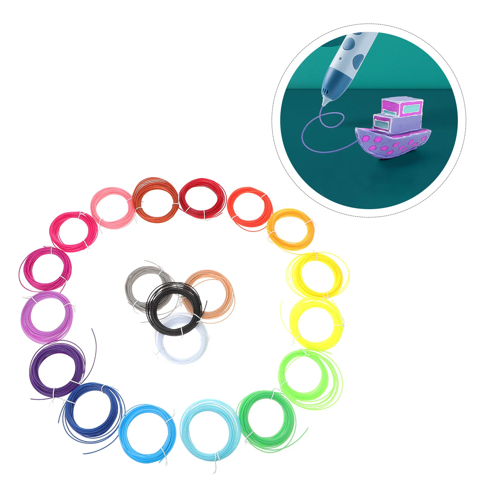 

20Pcs Premium Plastic 3D Pen Filament Strong Compatibility Bright Colors Smooth Extrusion High Success Rate Filament Refills 3D