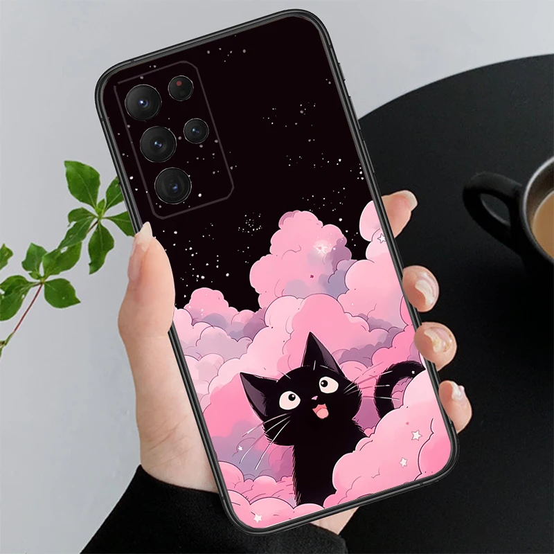 

Phone Case For Samsung A55 A16 A56 A36 A35 A15 A53 A54 A33 A34 A25 A05S A52 A52S A14 A26 A71 Black Cats