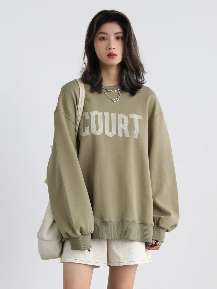 CHIC VEN Women\'s Sweatshirt Street Casual Loose Round Neck Letter Printed Cotton Clothes Woman Female Tops Spring Autumn 2023