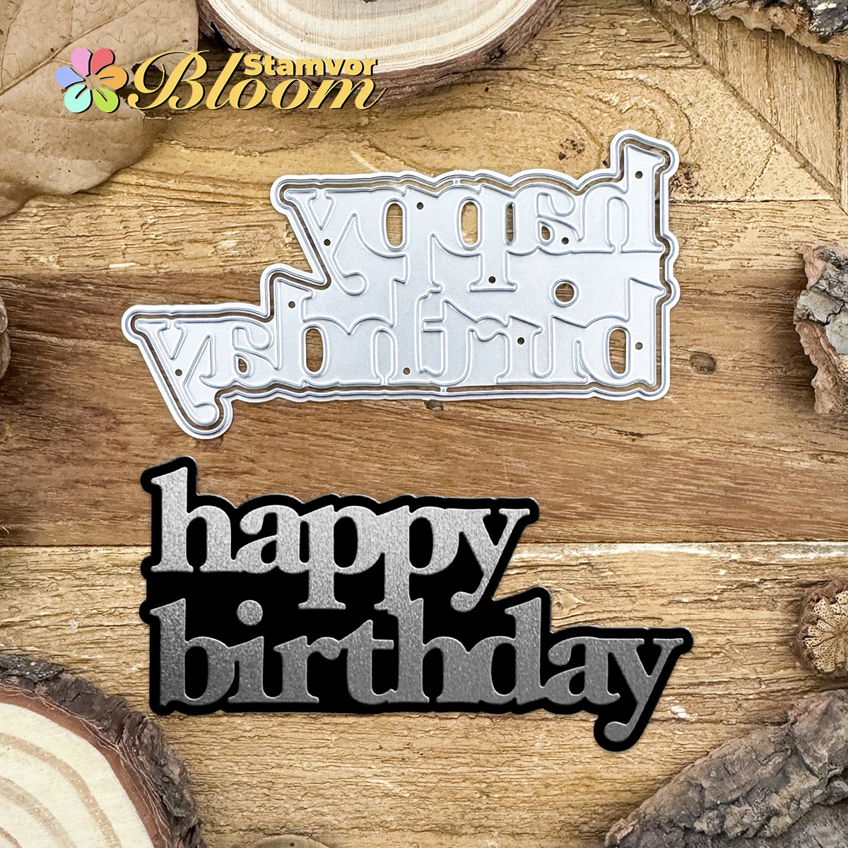 Original HAPPY BIRTHDAY Layer Titel Worte Metall-Stanzformen für Scrapbooking, dekorative Prägung