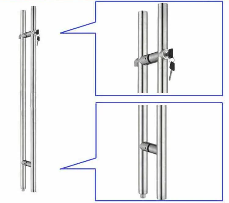 Stainless Steel Glass Door Pull Handle Furniture Lock for Wooden Door