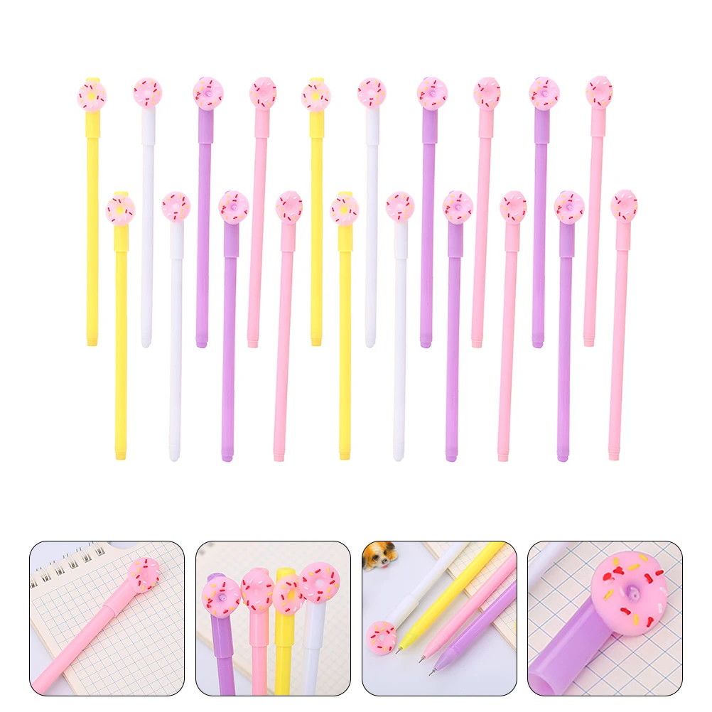 

20 шт., гелевые чернильные ручки, креативная нашивка, пончик, дизайн, ролик, студенческие канцелярские принадлежности, офисные принадлежности, гладкое письмо, сменный сменный стержень