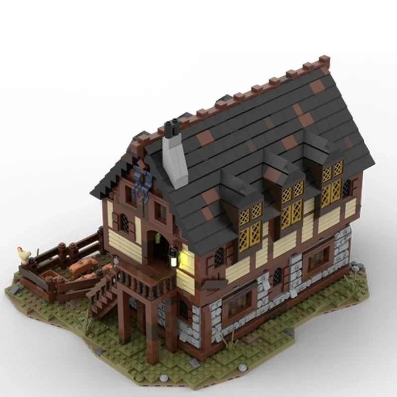 medieval street view bricks medieval house blocks tavern architecture modular farm house bricks moc castle town blocks kid gift