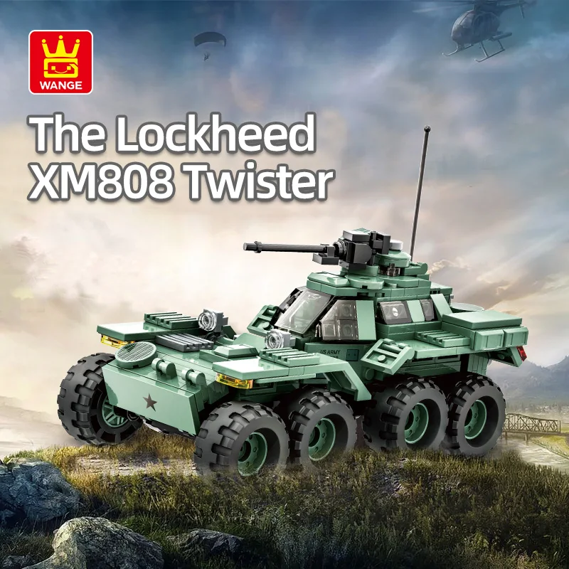 WANGE 3514 XM808 Twister Recon Vehicle 348pcs Military Armored Model Kit Assembly Gift for Military Hobby Fans