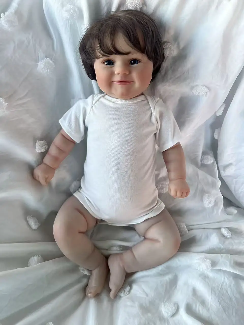 48CM Reborn Baby Doll Maddie Smiling Girl Hand Detailed Painting Skin with Visible Veins Real Pictures muñecas bebes para niñas