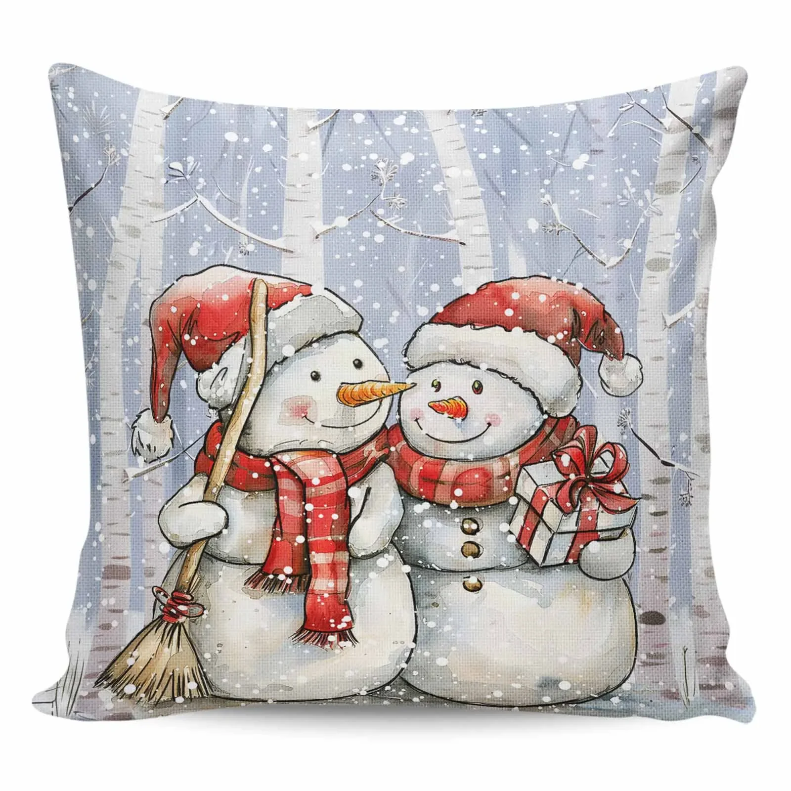 

Pillow Cover Watercolor Home Decor Items Snowman Pillowcases Snowflake Pillowcase Decorative Pillows for Bed Pilow Covers Cases