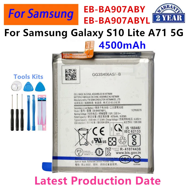 

2024 yearsBrand New EB-BA907ABY/ EB-BA907ABYL 4500mAh High Quality Replacement Battery For Samsung Galaxy S10 Lite A71 5G +Tools