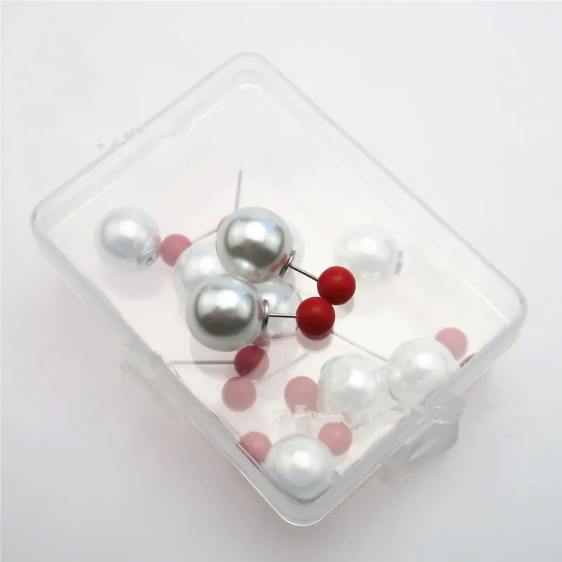 25/10PCS Round Pearl Beads Pins Mixed Color Plastic Ball Head Pin for Sewing Bead Pin with Bead Cap Sewing Tool