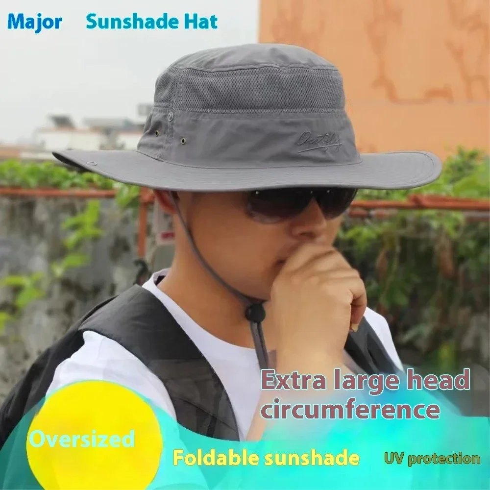 2025  Plus Size Sun Hat Adult Summer Outdoor Mountaineering Panama Outdoor Fisherman Hat Man Big Size Bucket Hat 56-60cm 60-64cm