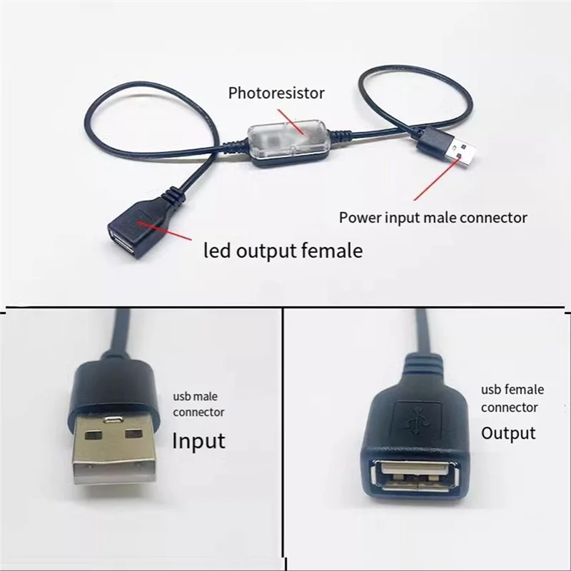 BNVN-مفتاح مستشعر الضوء مستشعر الضوء تيار مستمر 5 فولت 12 فولت سلك USB لأمن المنزل والإضاءة Whiteday