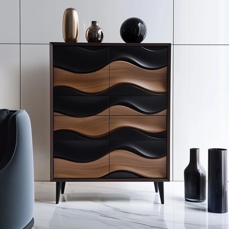 

Italian walnut chest cabinet, bedroom drawer storage locker, entrance porch cabinet, living room solid wood side cabinet