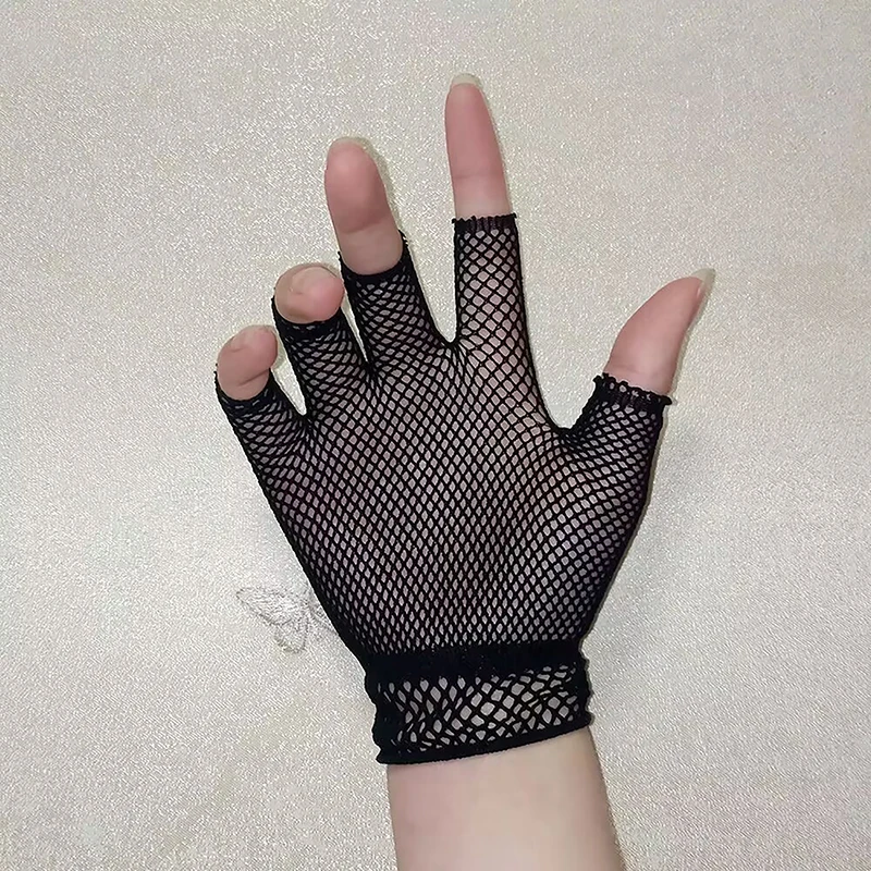 1Pair Half Finger Stretch Unisex Short Fishnet Gloves Fashion Girl Fingerless Mesh Glove Punk Rock Fancy Night Club Sexy Gloves