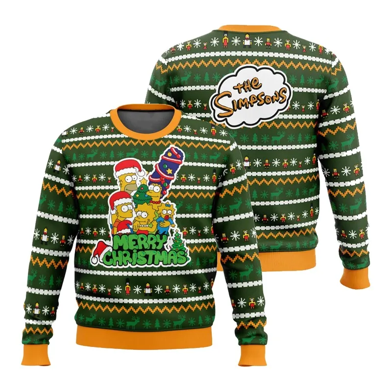 المرأة الشتاء The Simpsons القبيح عيد الميلاد مطبوعة جولة الرقبة البلوز أزياء الشارع الشهير سوبر كبير هوديي Y2k نمط الملابس