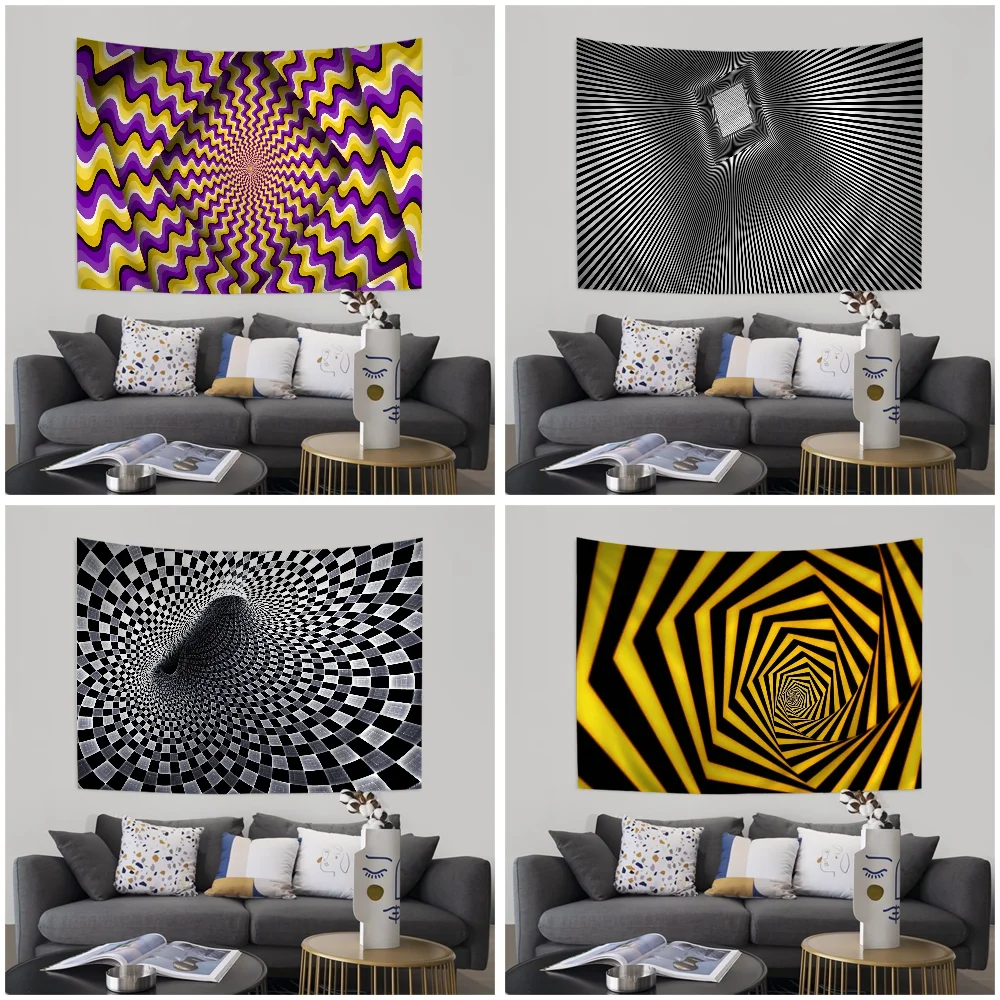 3D Vortex Illusion Cartoon Tapestry Wall Hanging Decoration Household Home Decor