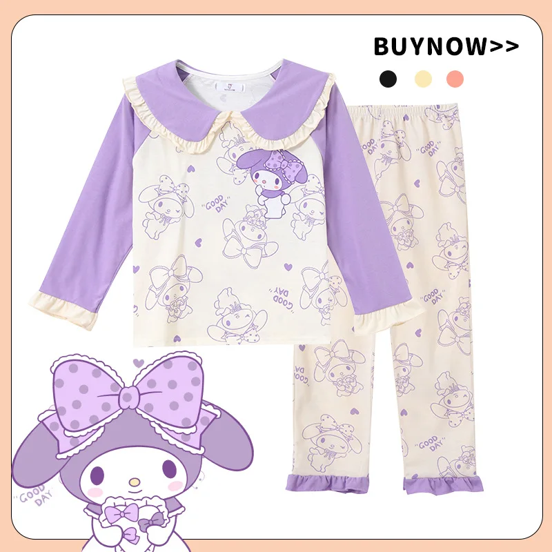 2pcs Kid's Sanrio Kuromi Pajamas, Long Sleeve Top & Pants Set, Cinnamoroll Pattern Comfy Set, Girl's Loungewear