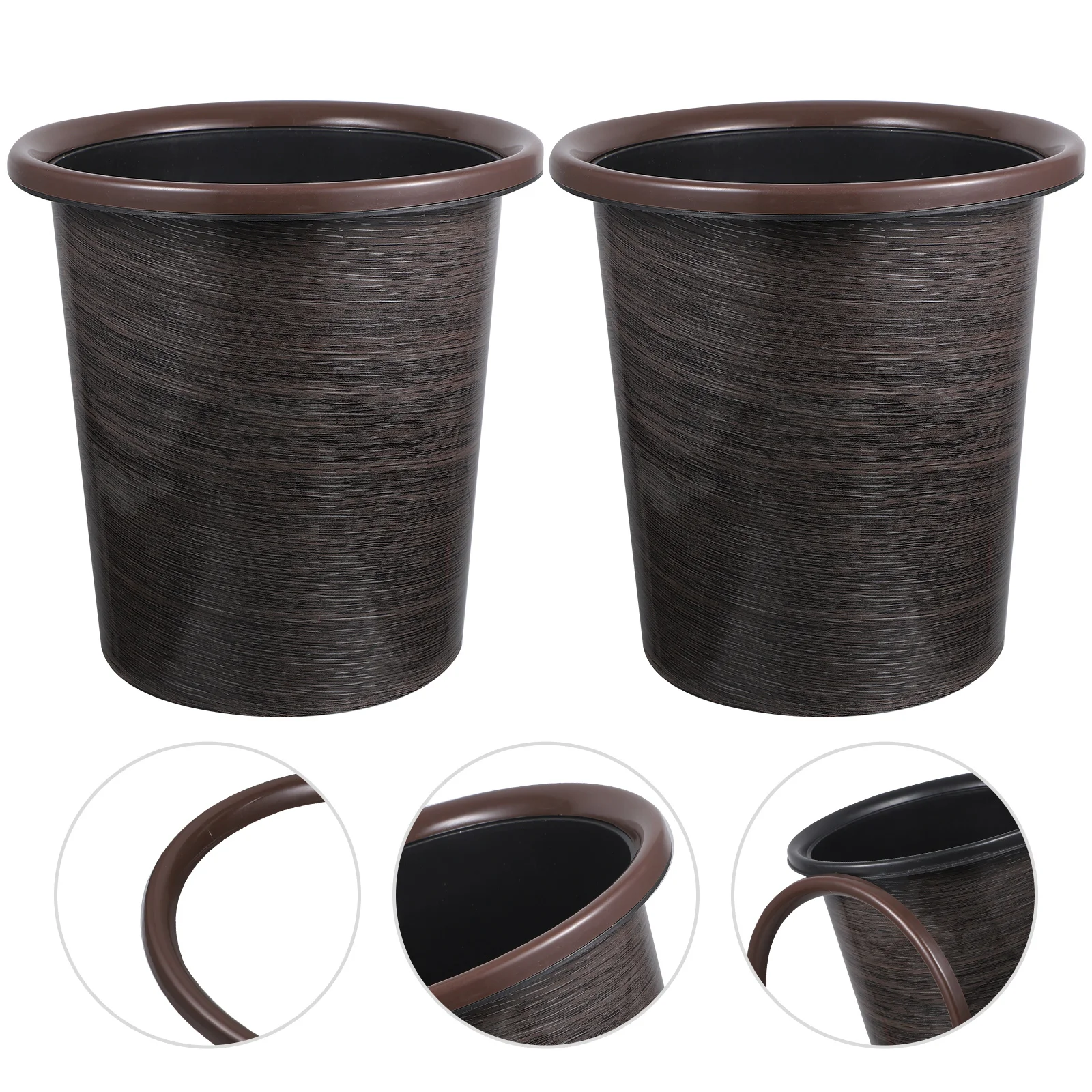 

2 Pcs Plastic Bins Thickened Material Large Capacity Kitchen Bucket Waste Paper Bin Home Supplies Garbage Bucket Round Trash