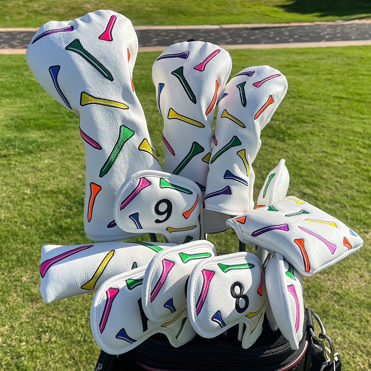 Colorful Tee Fashion Golf Club Head Covers Golf Head covers Set for Golf Iron,Driver,Fairway,Hybrid,Blade Putters Iron Clubs