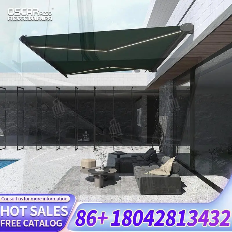 Cantilever Retractable 20'x20' Aluminum Carport Motorhome Shelter for Parking Lot Driveway Backyard Retractable Awning