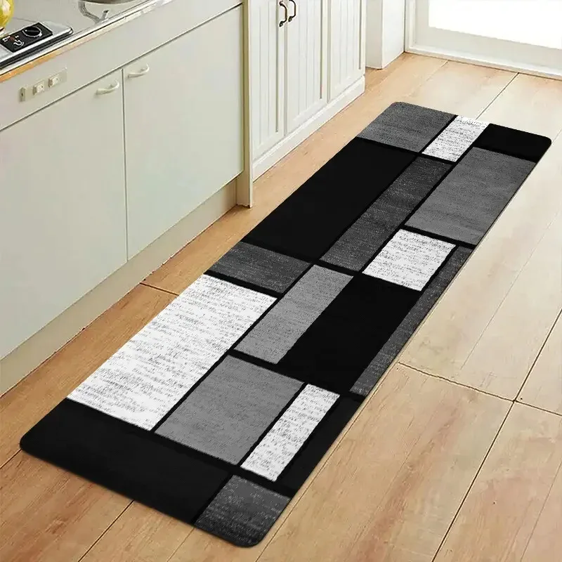 VIKAMA Tapis de cuisine géométrique moderne antidérapant, tapis de sol doux pour entrée, couloir, chambre à coucher, décoration de la maison
