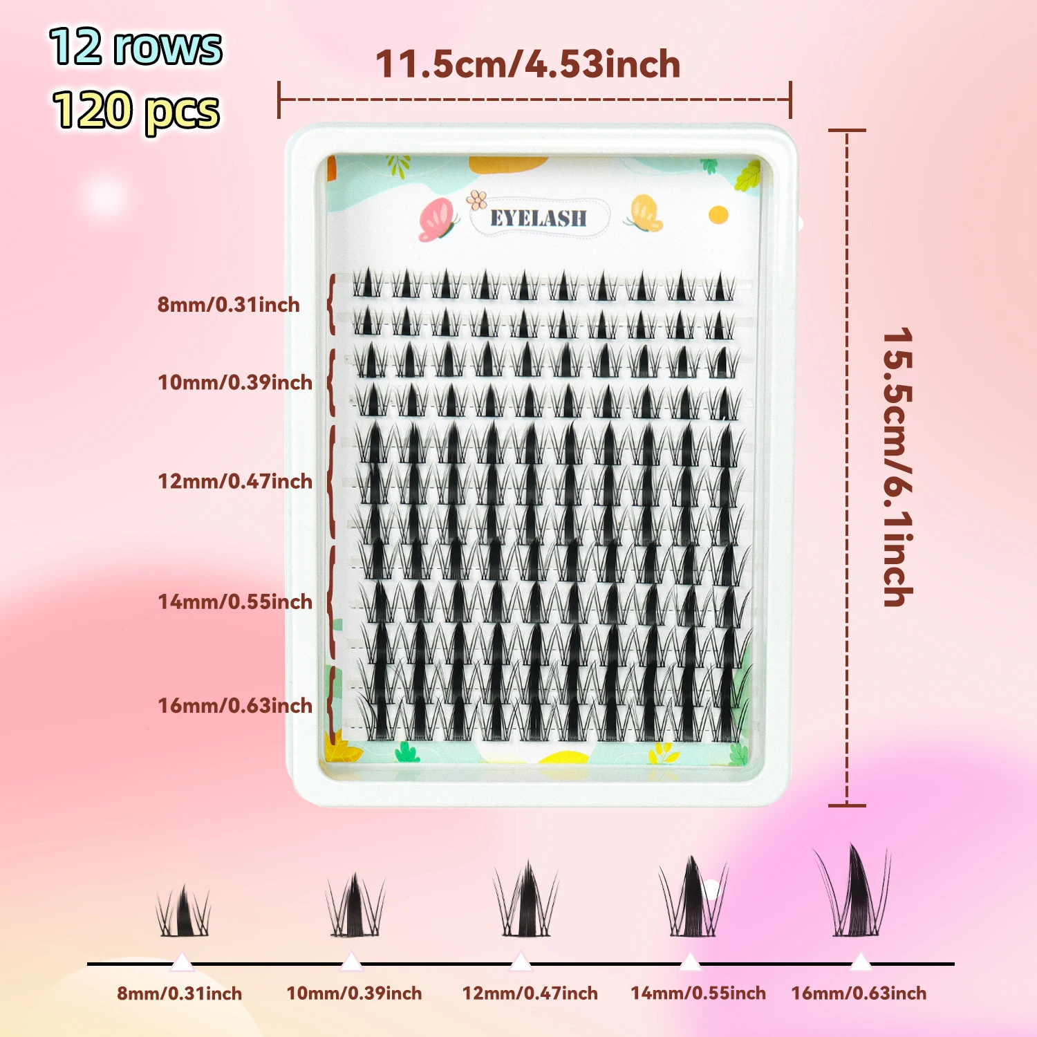 Clusters de cils féeriques, aspect naturel, Manga, Extensions de cils vaporeux, bouclés en D, 120 pièces, 8-16MM