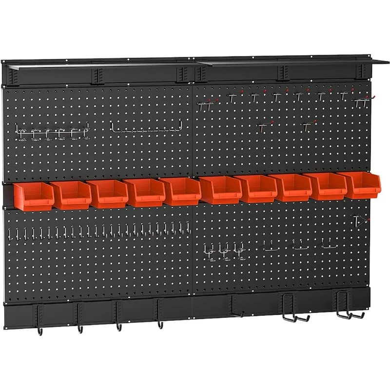 home.Black Pegboard Wall Organizer, 48X 36 inch for Garage Storage with Hooks, Storage Bins, Tool Panel Organizer, 72pcs