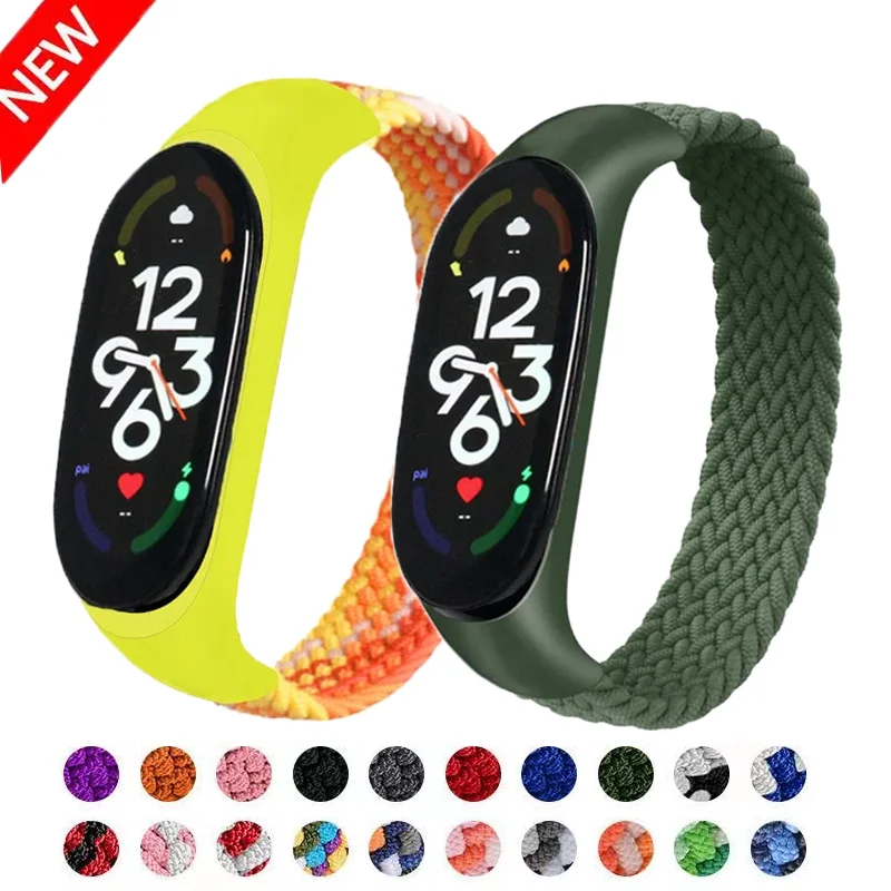 Nylon Braided solo loop for Xiaomi Mi band 6 7 Strap  pulseira bracelet Miband5 Wristband belt correa Mi band 7 5 4 6 watchbands