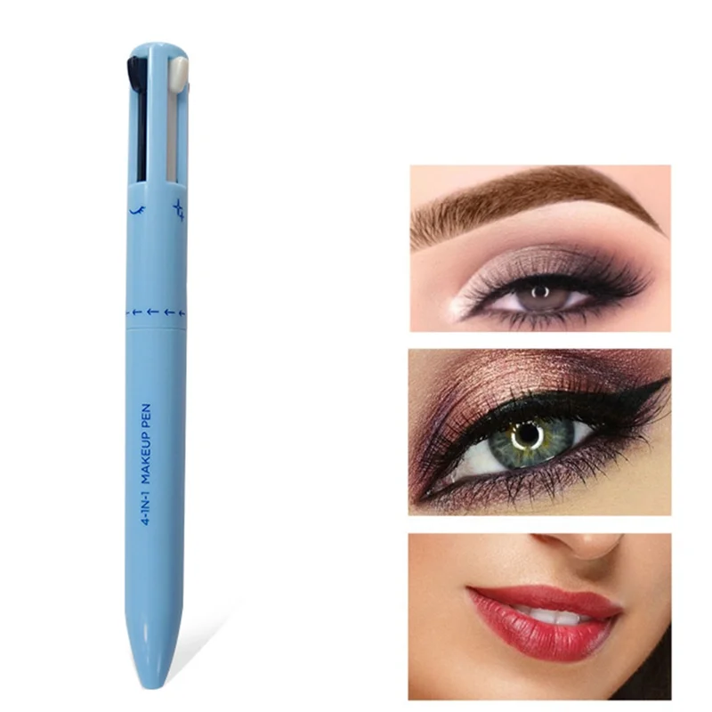 Penna per trucco 4 in 1 Penna per ritocchi Matita per sopracciglia per trucco Penna per bellezza per trucco multifunzione impermeabile a 4 colori