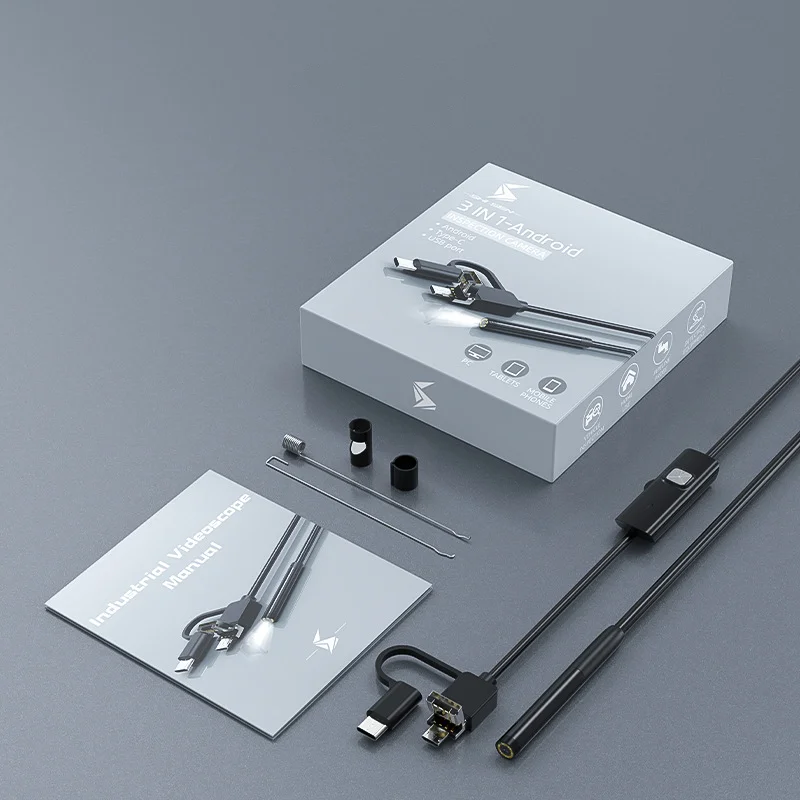 كاميرا بوروسكوب 3 في 1 للسيارات 1080p HD 8 مللي متر فحص الأسلاك الصلبة الناعمة كاميرا المنظار خط أنابيب مسبار محرك السيارة لنظام أندرويد