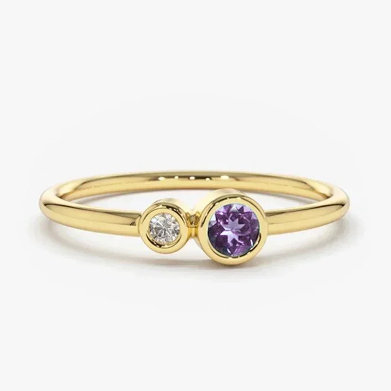 Popular in Europe and America, Elegant and Simple Set Diamond Copper Zircon Joint Ring for Women's Folding Ring