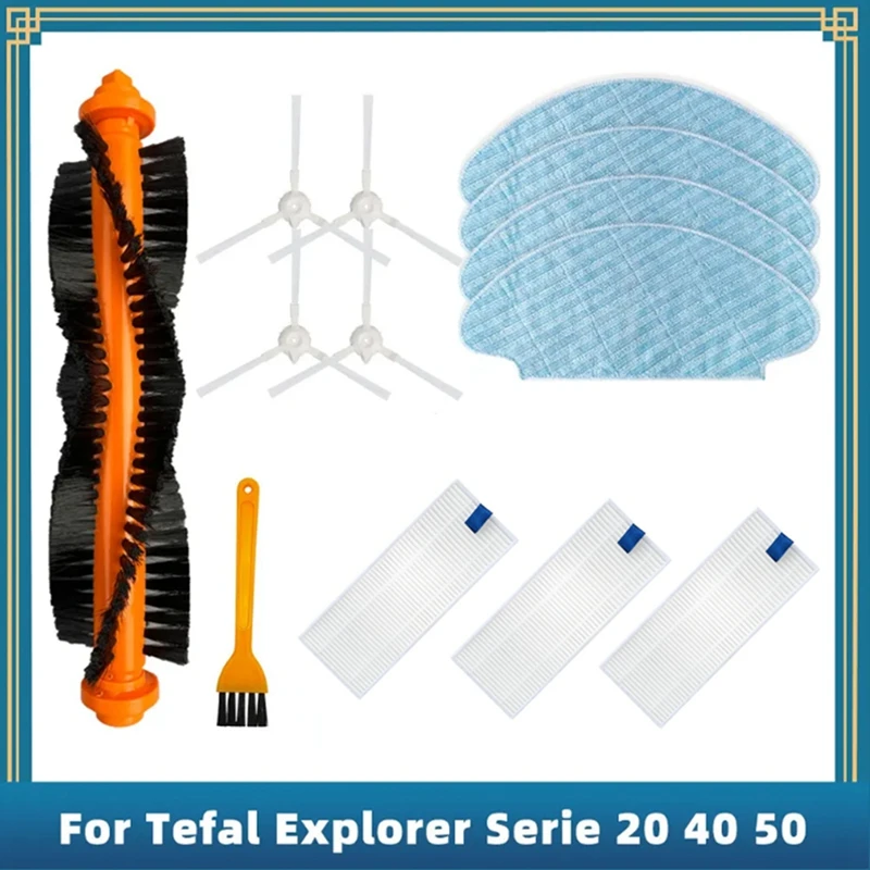 

Main Side Brush Filter Mop Cloth For Tefal Rowenta Explorer 20 40 50 75 RG7687/RR7687WH Serie Force X3 Vacuum