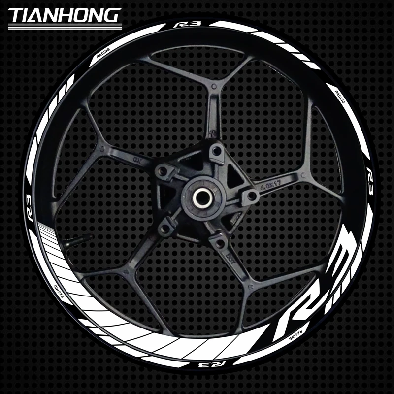 Roda Hub Modificação Rim, Anel de Aço, Colar impermeável reflexiva, Flor Adesivos, Adequado para 17 "Race Track Yzfr3