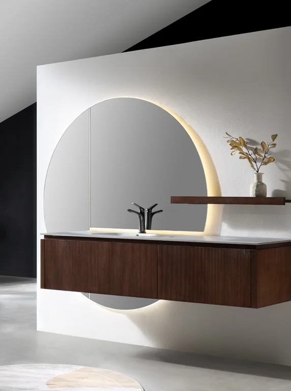 #Custom Modern Luxury Water Resistant Wall-Mounted Bathroom Vanity Cabinet With Mirror Wash Basin For Hotel Apartment Bathrooms