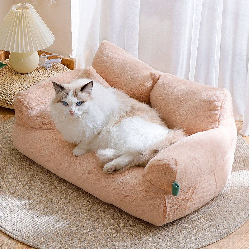 Cat Sofa Pet Nest Bed Warm Kennel Comfortable Plush Puppy Bed Can Be Disassembled and Washed Pet Supplies Winter Sofa