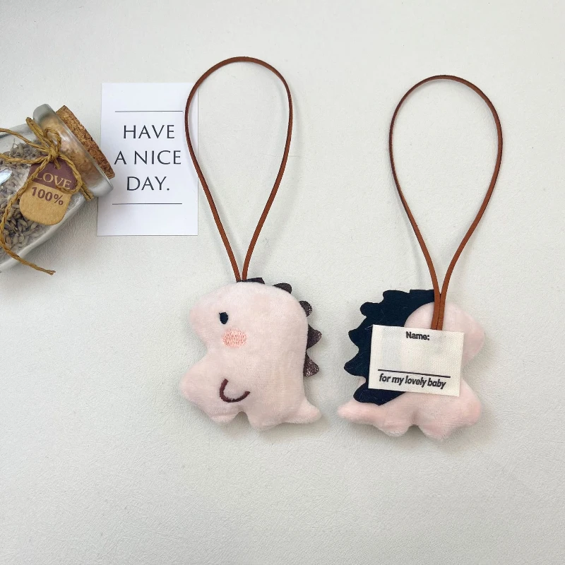 1pcs Cartoon Dinosaur Plush Doll Backpack Pendant with Name Sticker KeyChain Christmas Gifts for Boys and Girls 1pcs