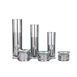 30 50 100ml Empty Acrylic Lotion Cream Cosmetic Bottles Silver Luxury Skin Care Cream Jar Cream Pump Container PMMA Bottles