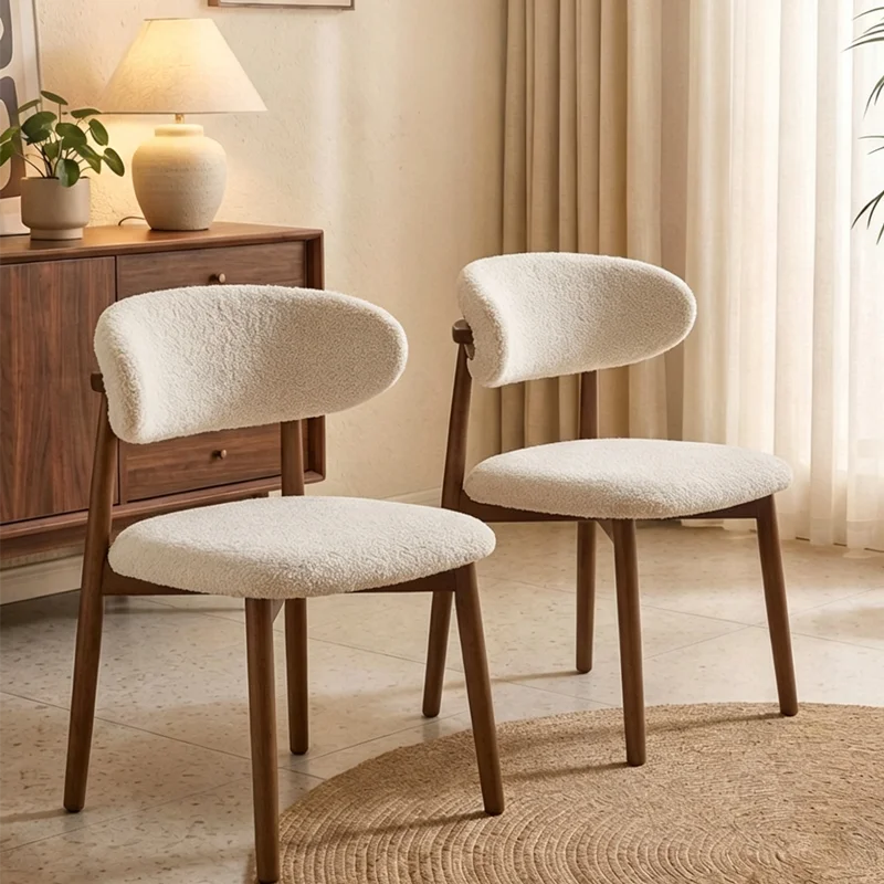 Fuzzy Dining Chair Cover Stretch Removable   Horseshoe Seat Slipcover for Home Restaurant Dining Room Decor