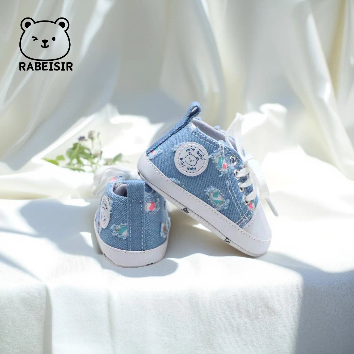 جديد الدنيم حذاء قماش طفل حذاء طفل صغير القماش الأحذية 0-18 أشهر لينة وحيد تنفس عدم الانزلاق الدانتيل متابعة نمط #6