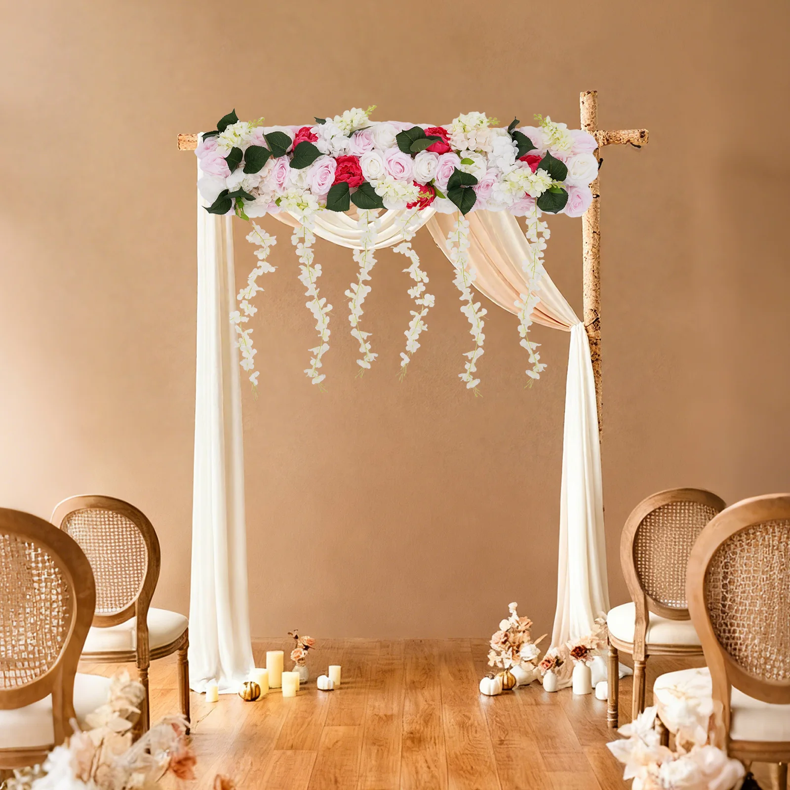 

1 м ряд искусственных шелковых цветов, экологически чистая романтическая декоративная полоска ручной работы для сада, заднего двора, свадьбы