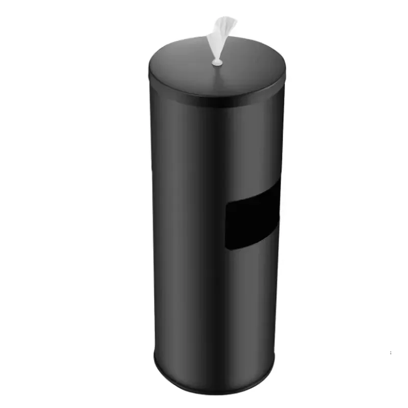 Stainless Steel Gym Wipes Dispenser , Floor Standing ,black Color