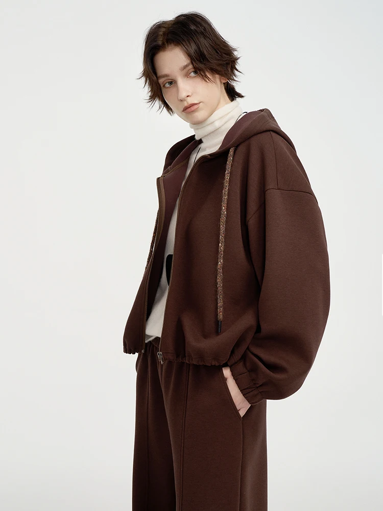 

Ce Brown Толстовка с капюшоном Женская осенне-зимняя верхняя одежда Lazy Sle Faion Design Повседневная рабочая одежда Комплект из двух предметов Long Sve Cott...