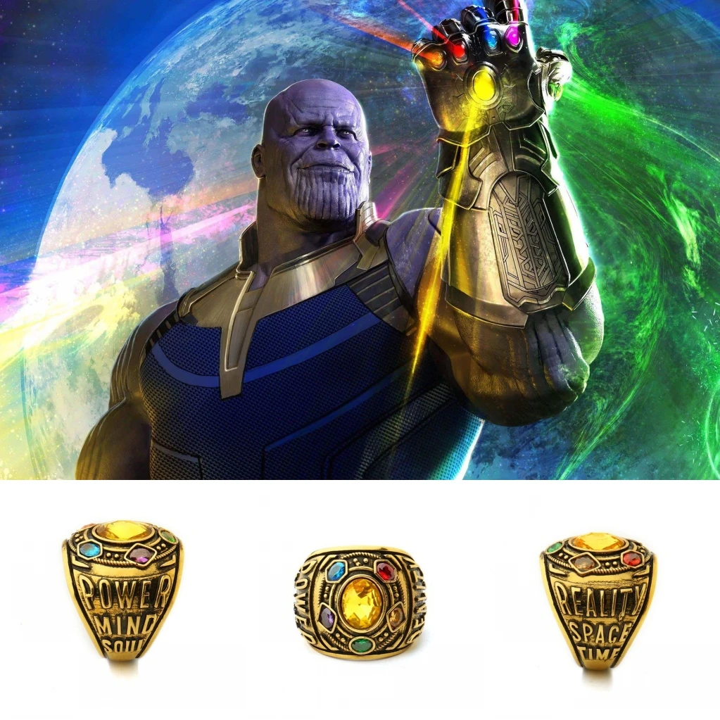 MINISO-Thanos Infinity Stones Anel de Metal para Cosplay Unisex, Esmalte Noivado Presente, Acessórios Jóias, Traje, Jóias