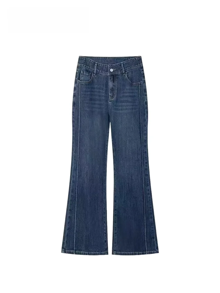 

High Waist Wide Leg Jeans Women's Casual Faionable Versatile Pants plus Size Spring New Sle Comfortable Cotton Trousers