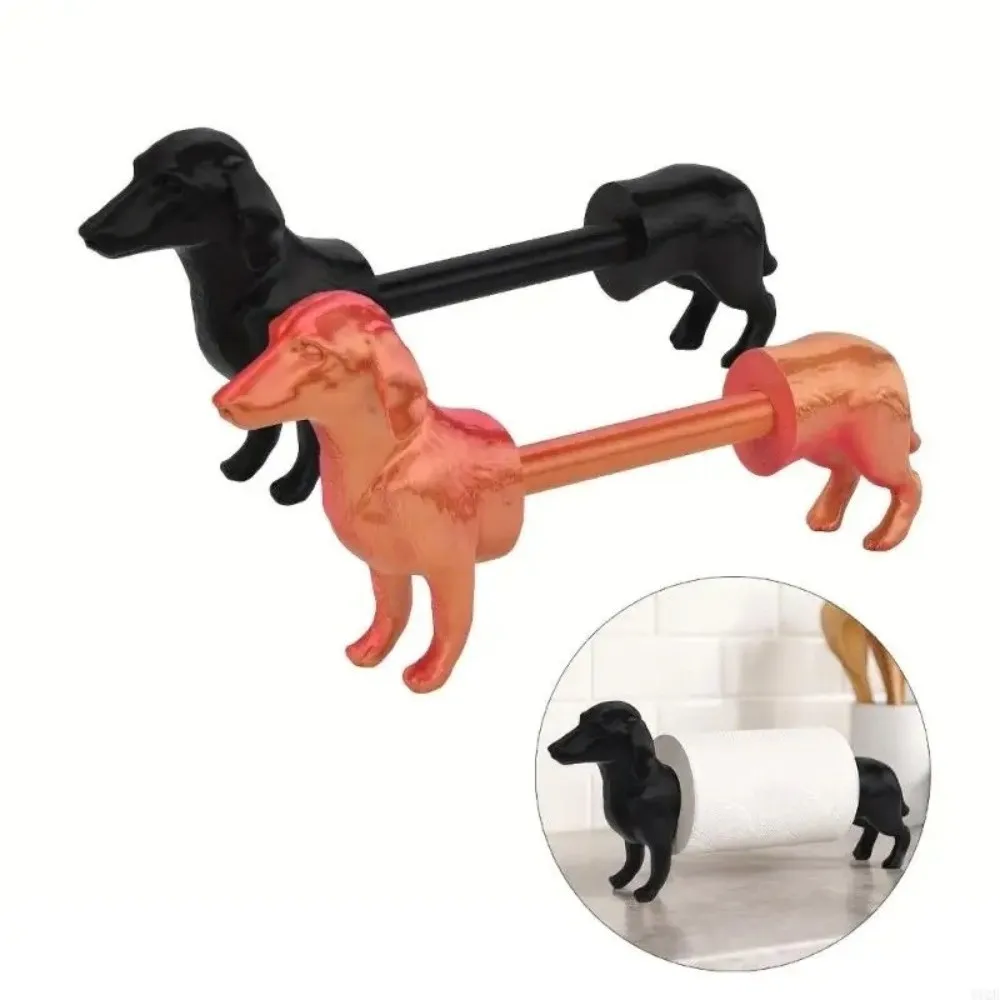 3D Printed Dachshund Paper Towel Holder Freestanding Functional Animal Shape Roll Holder Vintage Funny Dog Kitchen Tissue Rack