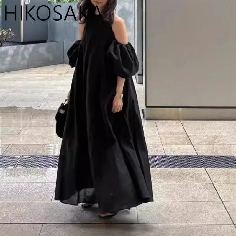 Spring Summer New Japan Simple Loose Casual Robe Sexy Feminino Off Shoulder Lace-up Backless Dress Women Chic Elegant Vestidos