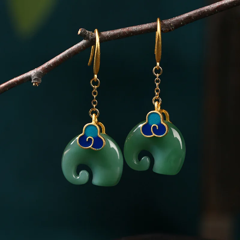 

China-Chic Small Group Xiangyun Elephant Vintage Style Earrings