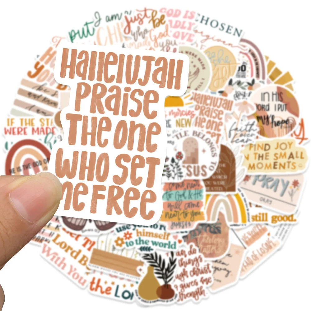 10/30/50pcs Cartoon Bohemian Jesus Phrase Stickers Christians Religion Sayings Sticker Notebook Suitcase Phone Waterproof Decals