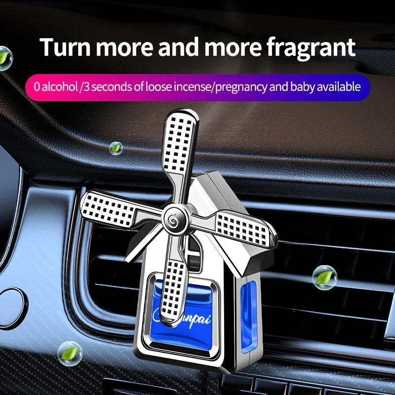 1pc Car Air Outlet Car Perfume Car Aromatherapy Car Odor Removal Fragrance Long-Lasting Light Fragrance Windmill Ornaments Power