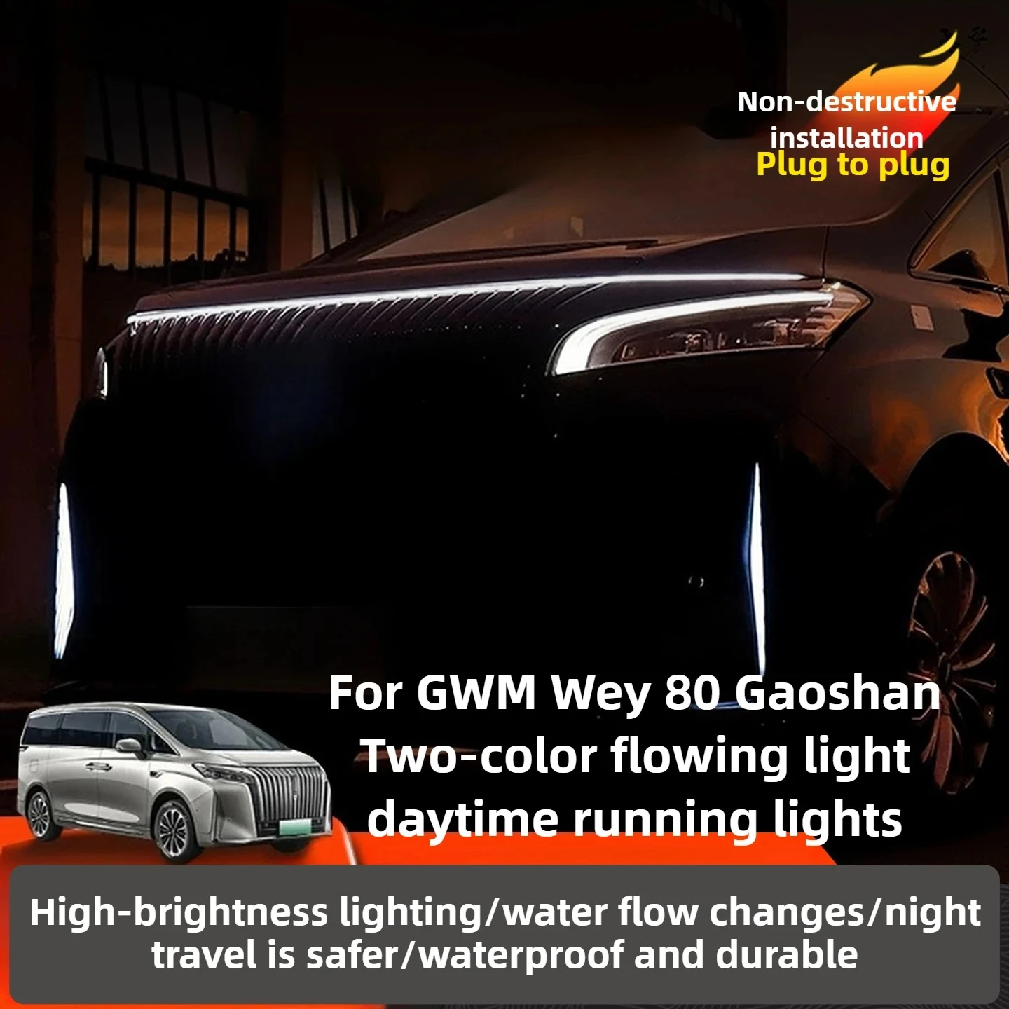Good Quality New For GWM Wey 80 Gaoshan Upgraded Appearance Trim Kit Luminous Logo Light Flowing Turn Signal Flank Light Modifie