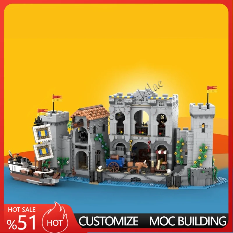 

3564 PCS MOC Modular Medieval Fortified Port Castle Model Building Block Sets Education Assembly Bricks Toys Kids Festival Gifts
